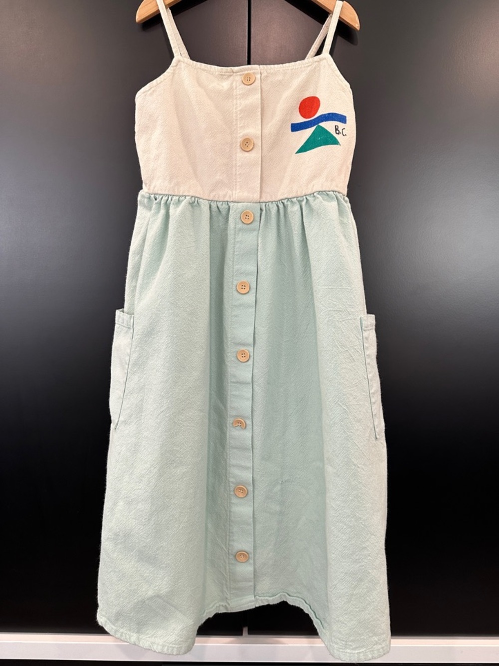 Bobo Choses Mint & Cream Button-Front Woven Sundress